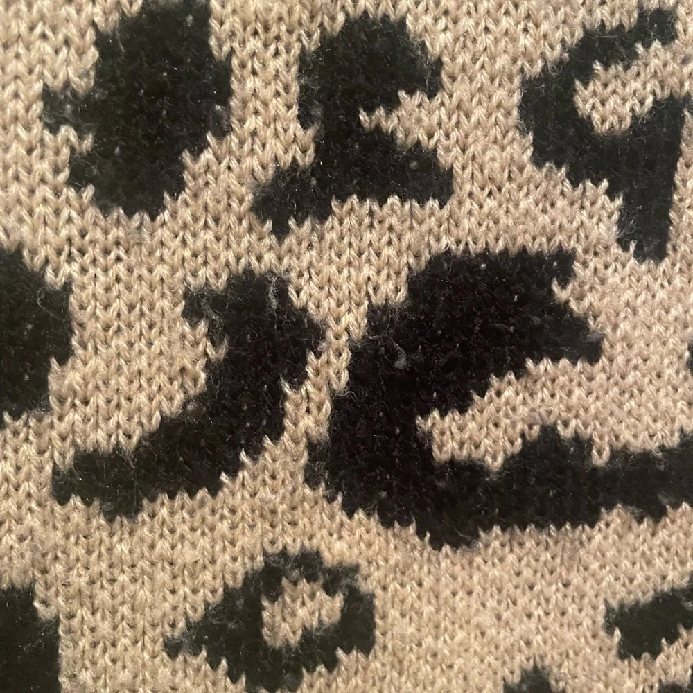 Khaki Leopard Print Loose Raw Edge Sweater - Picture 6 of 7